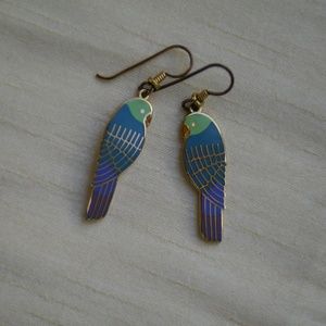Laurel Burch Vintage "Lorikeets" Wire Earrings